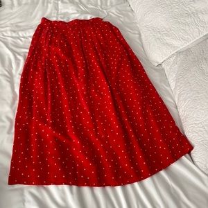 Red Polka Dot Silk Skirt